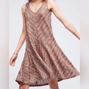 NWT Maeve Westwater Zig-Zag Shift Dress XS Knee Length Flounce Hem Anthropologie